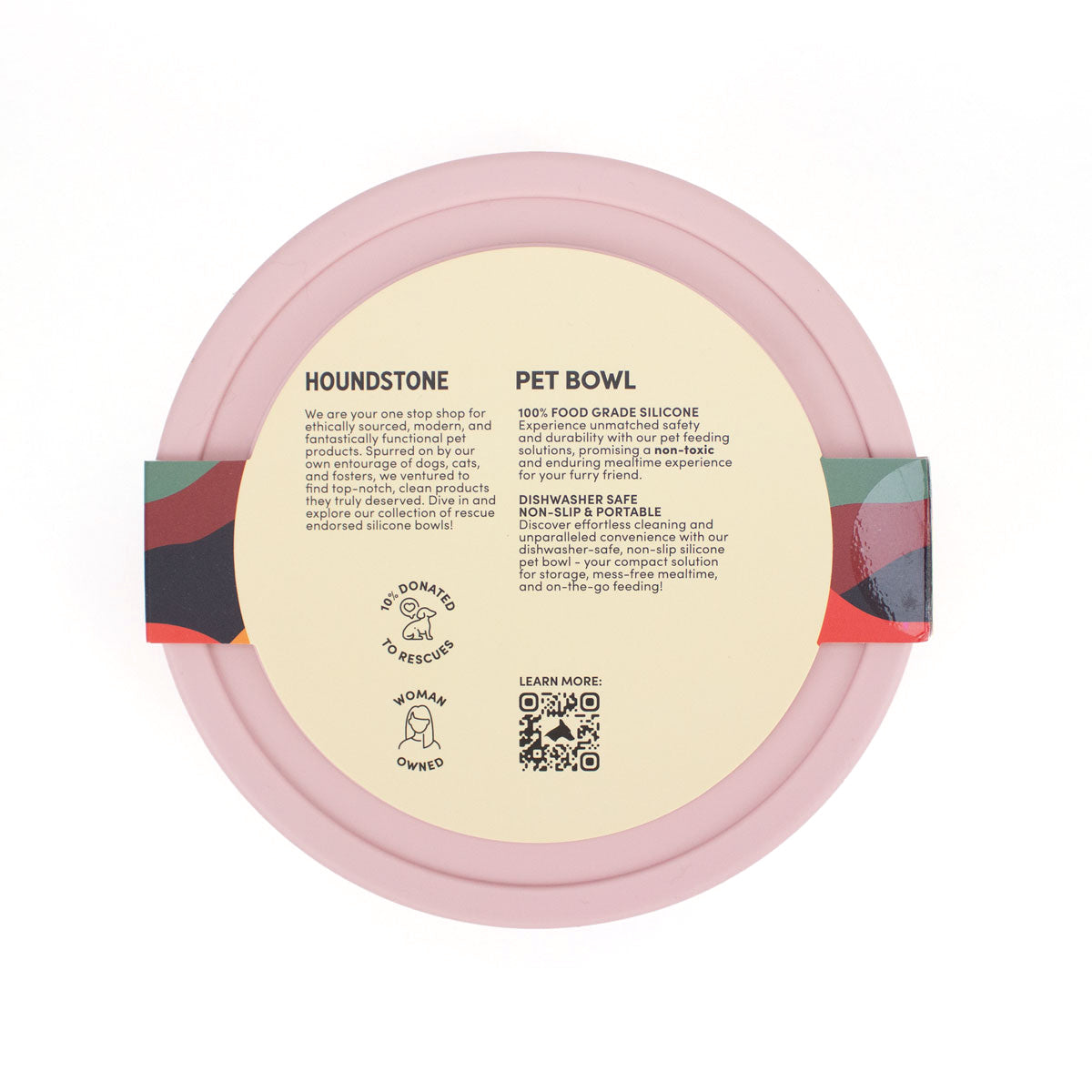 houndstone silicone dog food bowl in pink