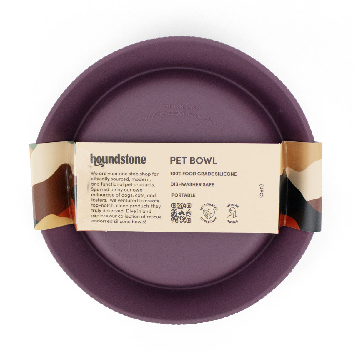 Houndstone Food Grade Silicone Cat Bowl, Dishwasher Safe, Plum