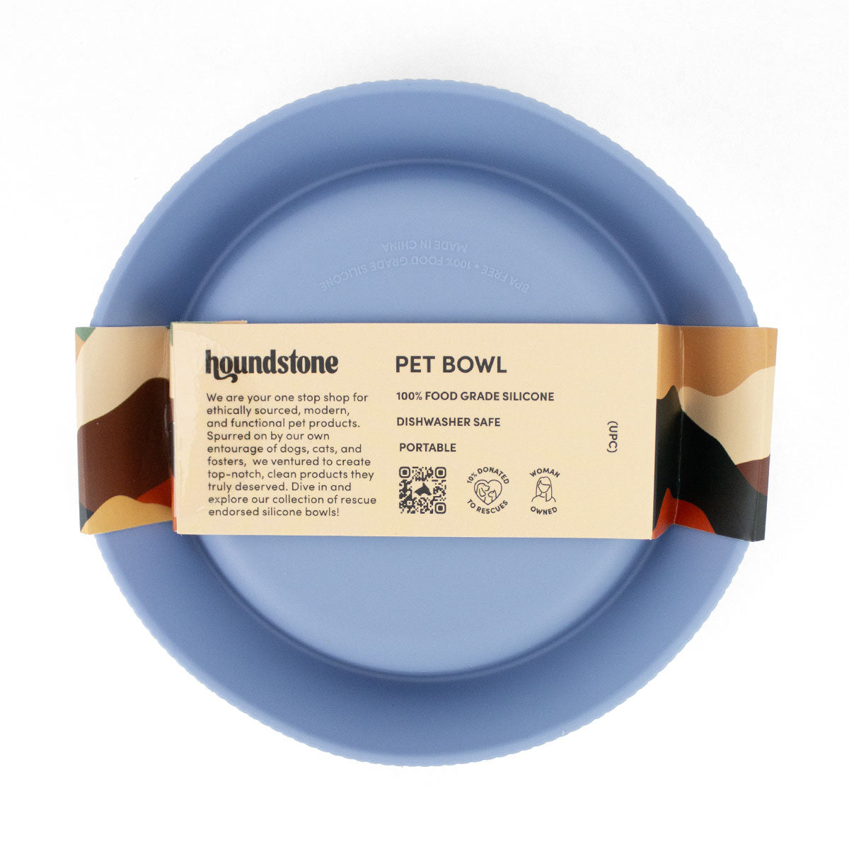 Houndstone Food Grade Silicone Cat Bowl, Dishwasher Safe, Sky Blue