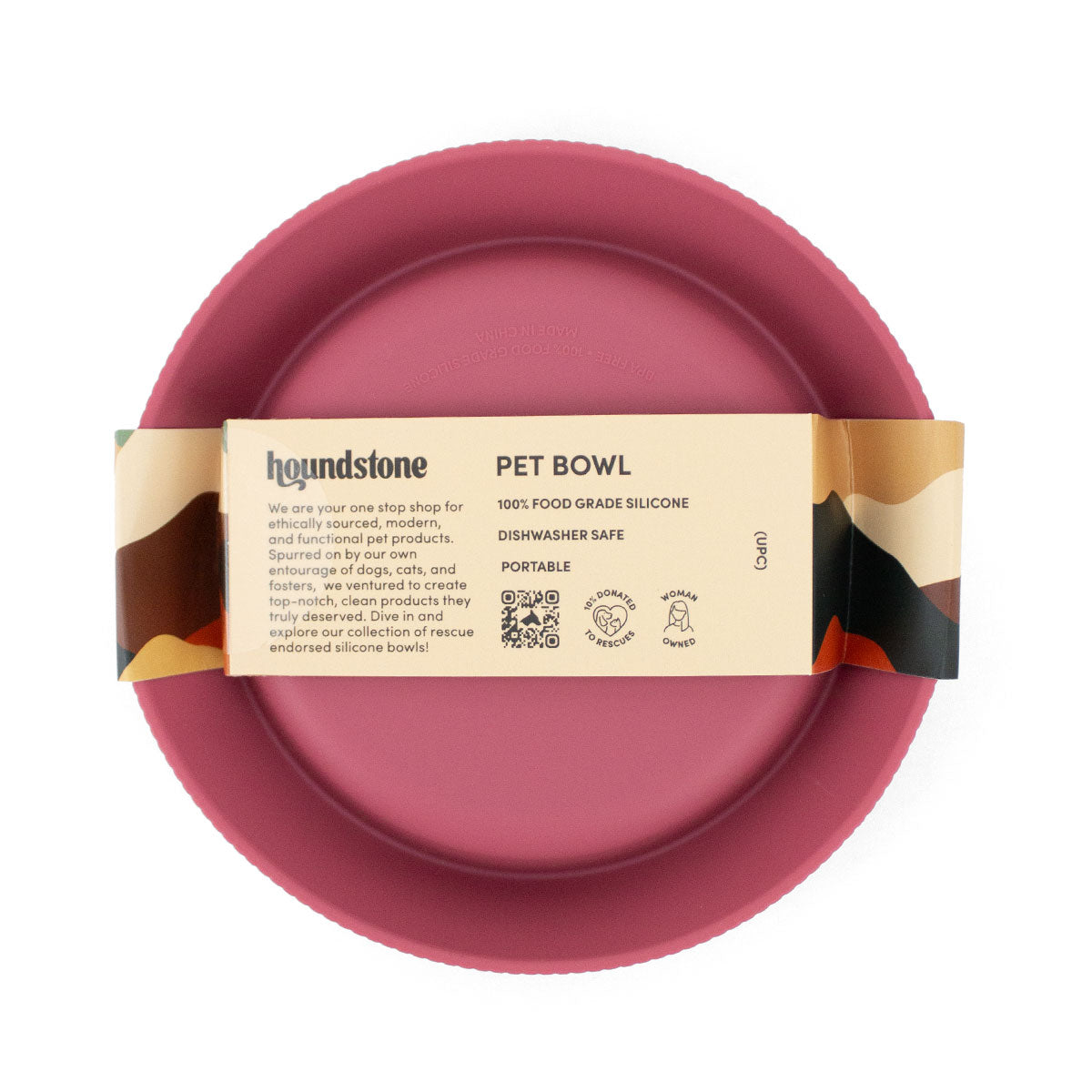 Houndstone Food Grade Silicone Cat Bowl, Dishwasher Safe, Rosewood
