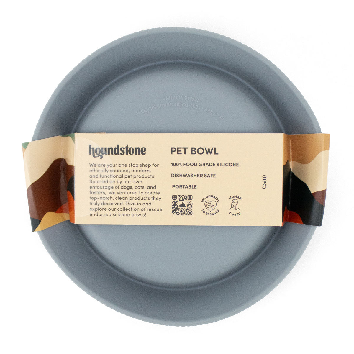 Houndstone Food Grade Silicone Cat Bowl, Dishwasher Safe, Slate Grey