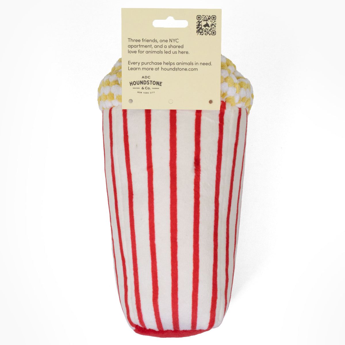 Popcorn Plush Dog Toy, with Squeaker