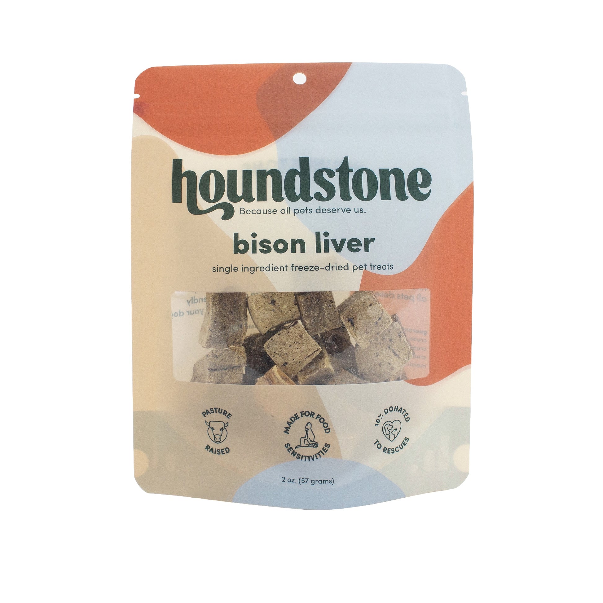Houndstone bison liver cat treats on a white background