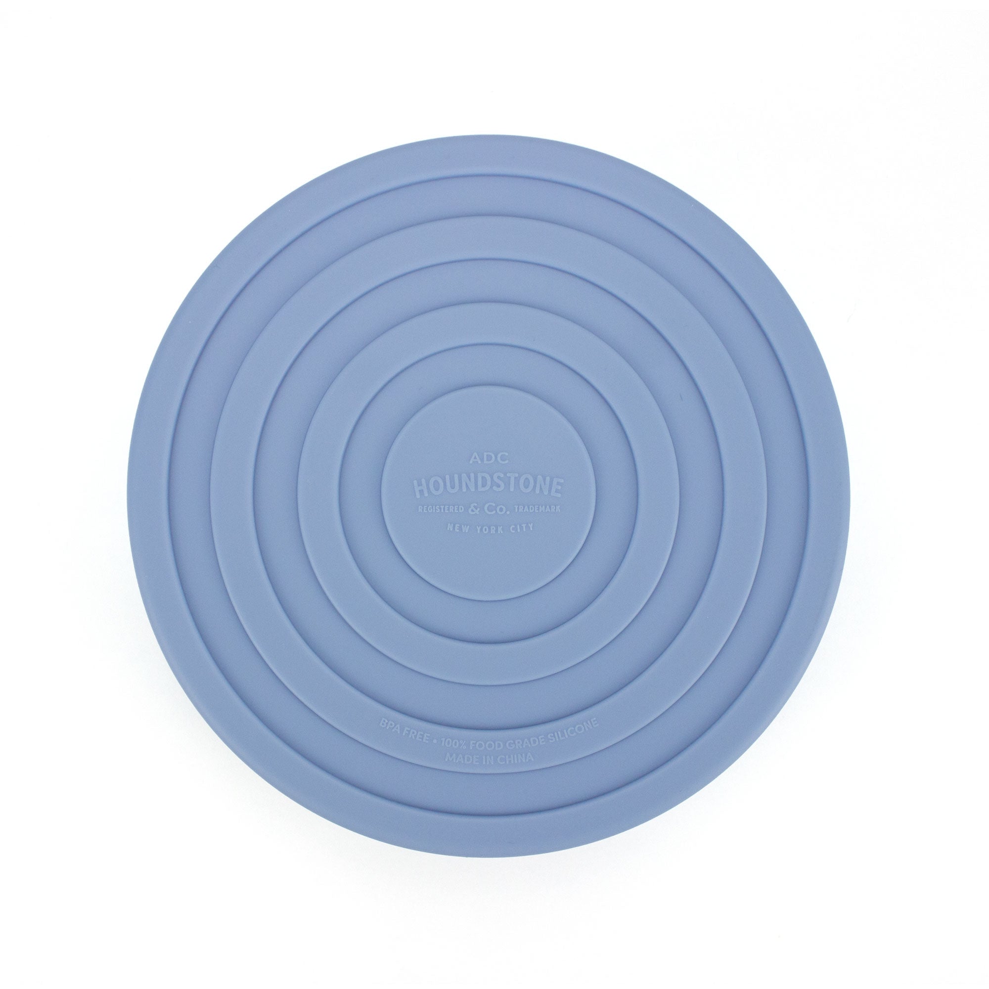 houndstone pony silicone dog bowl in blue bottom view showing non-slip rings