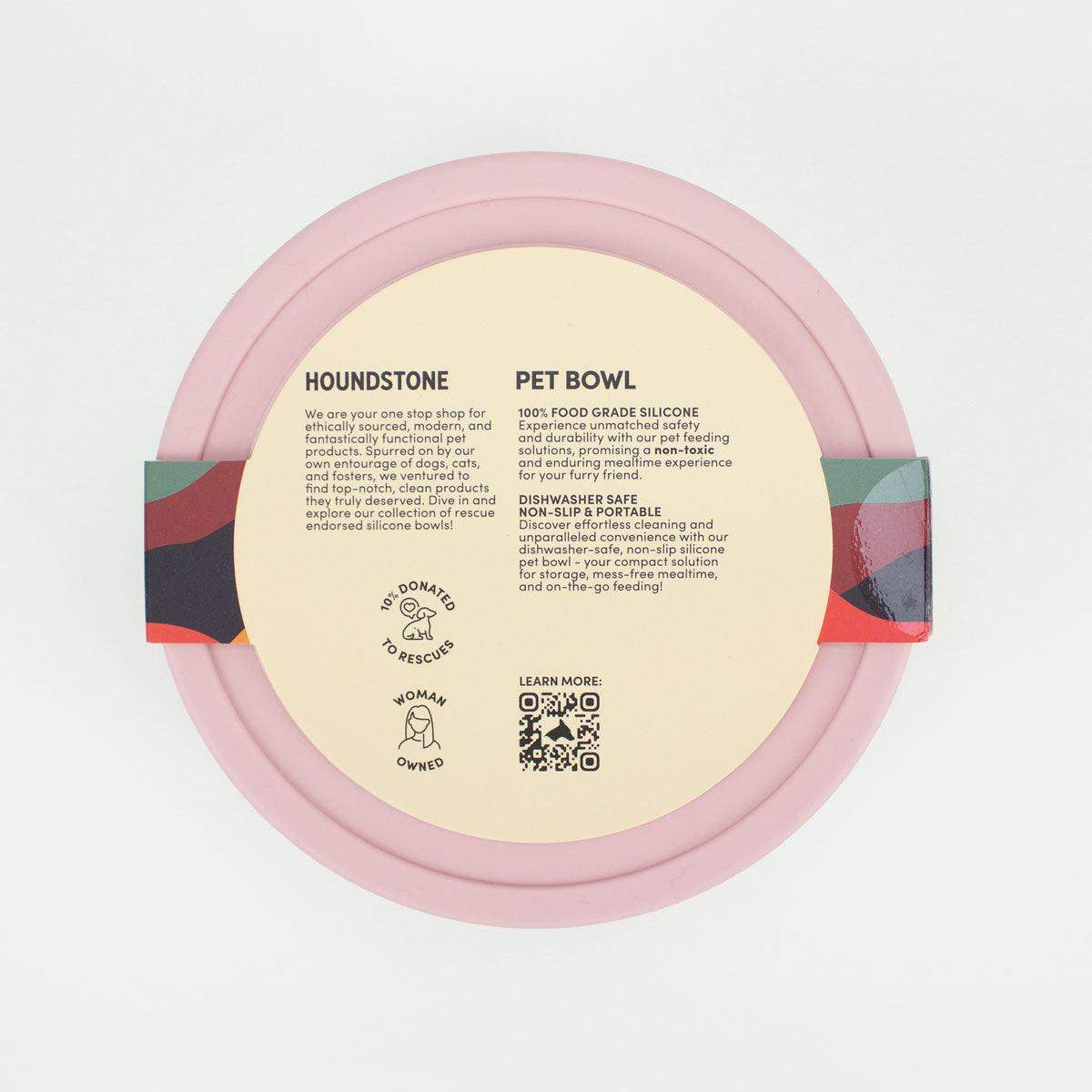 Food Grade Silicone Dog Bowl - Pink, 4.5 Cups Volume, Dishwasher Safe, Non-Slip