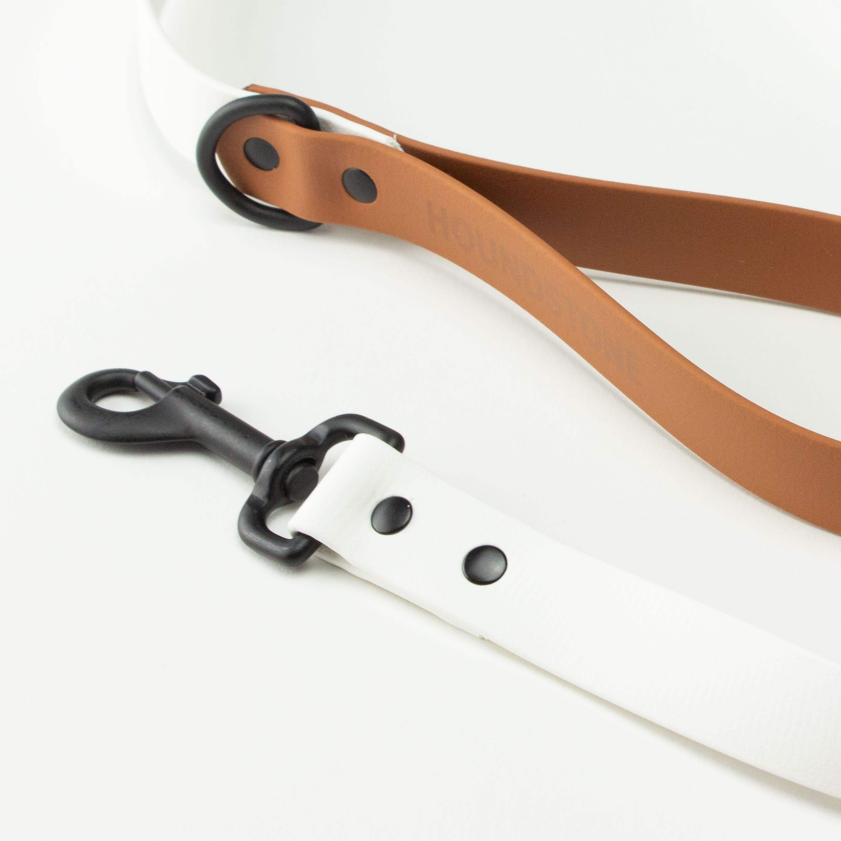 houndstone black, white, and brown dog leash