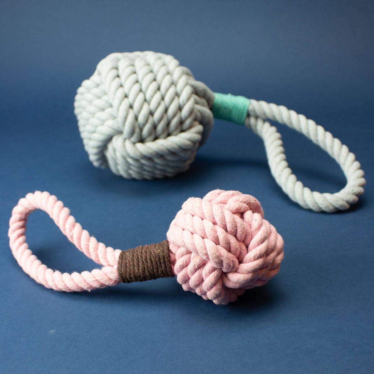 Large Durable Rope Dog Toy - Grey - Cotton Rope with Handle for Interactive Play and Exercise