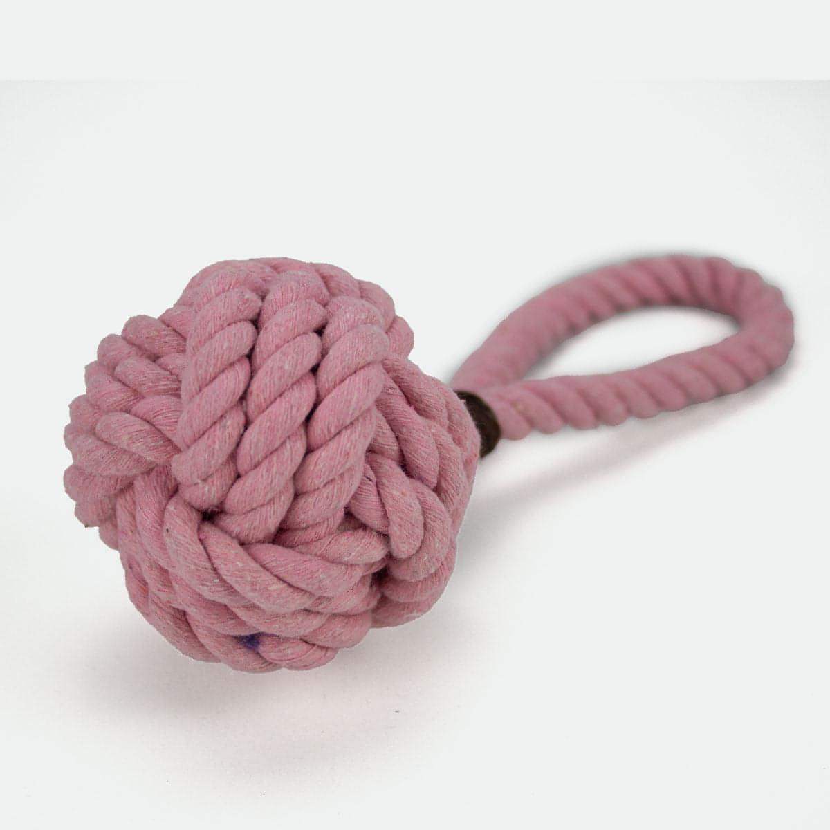 Small Durable Rope Dog Toy - Pink - Cotton Rope with Handle for Interactive Play and Exercise