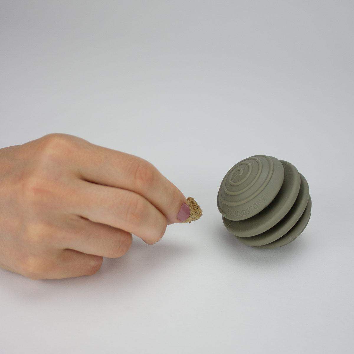 Silicone Interactive Dog Ball with treat pockets - Sage, Dishwasher Safe, 2 Inch Diameter