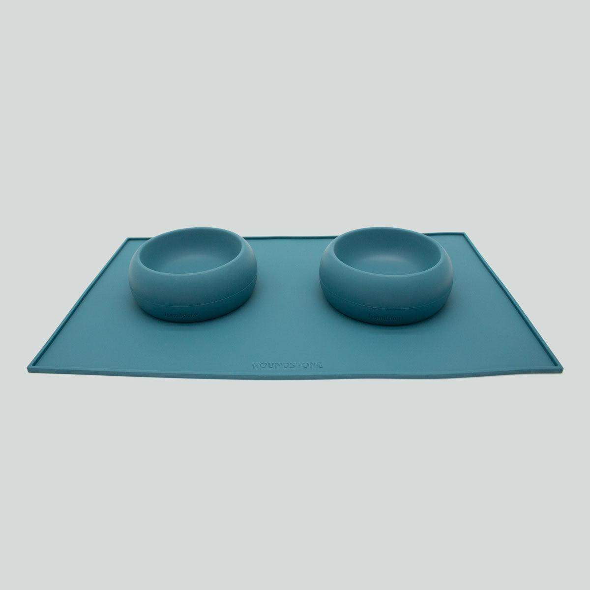 Houndstone BPA Free Silicone Dog Bowl, Dishwasher Safe, 1 Cup, Caribbean Sea