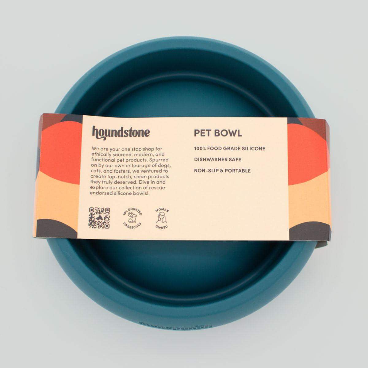 Houndstone BPA Free Silicone Dog Bowl, Dishwasher Safe, 1 Cup, Caribbean Sea