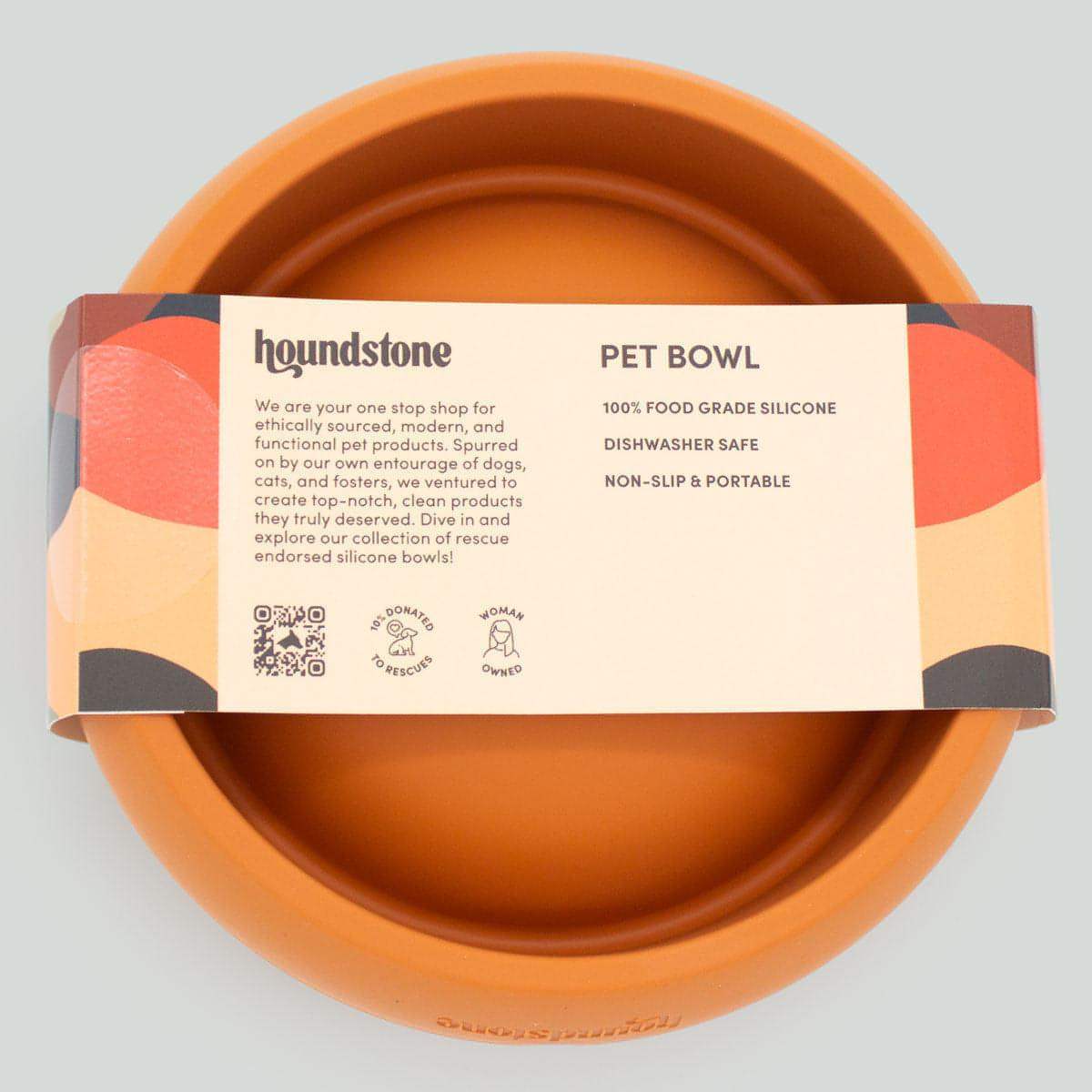 Houndstone BPA Free Silicone Dog Bowl, Dishwasher Safe, 1 Cup, Marigold
