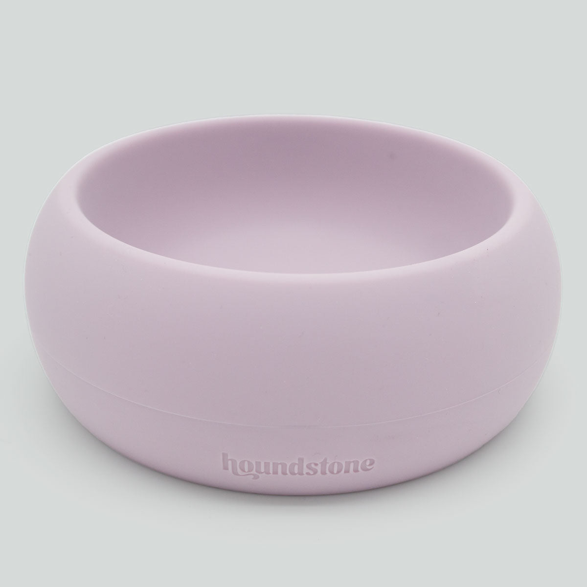 Mauve Houndstone dog food bowl on a white background