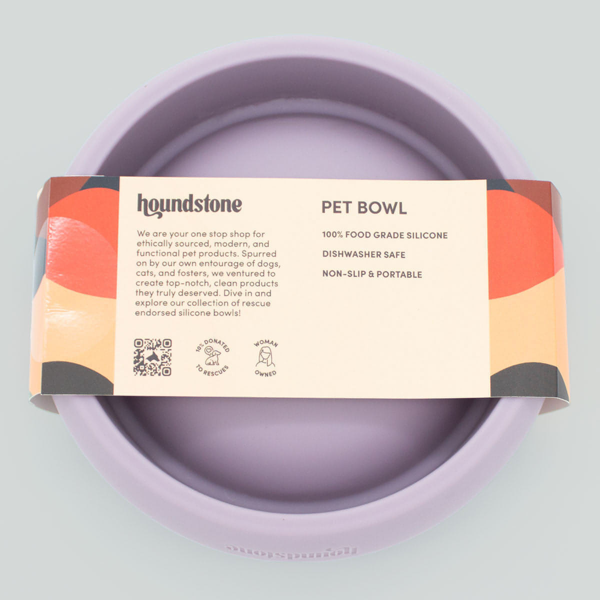 Houndstone BPA Free Silicone Dog Bowl, Dishwasher Safe, 1 Cup, Mauve