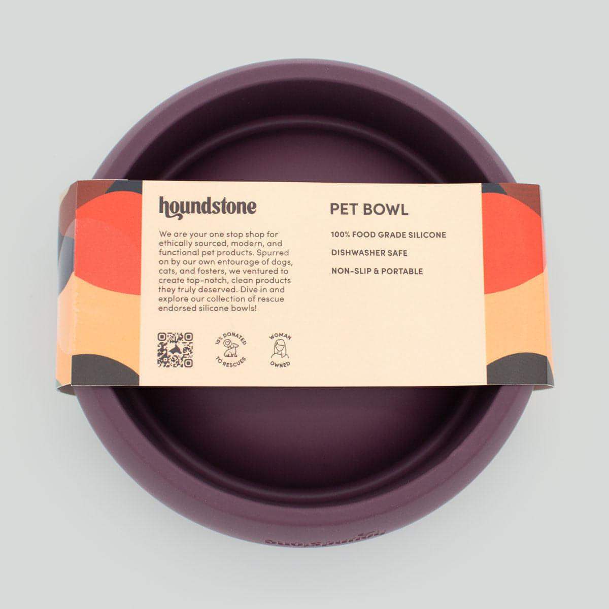 Houndstone BPA Free Silicone Dog Bowl, Dishwasher Safe, 1 Cup, Plum