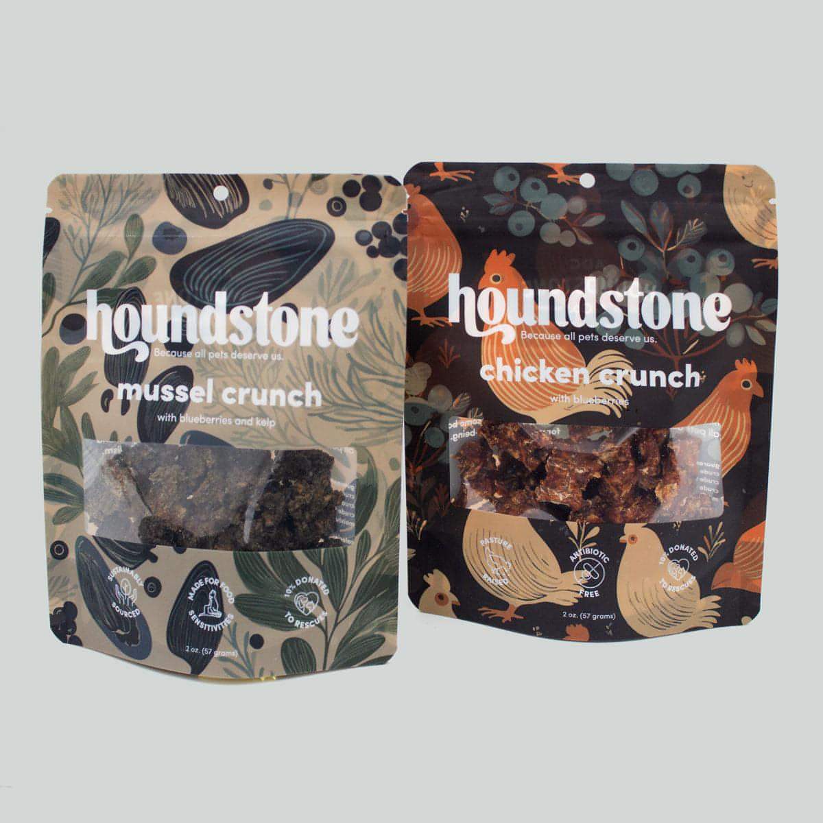 houndstone dehydrated dog treats chicken and mussel crunch