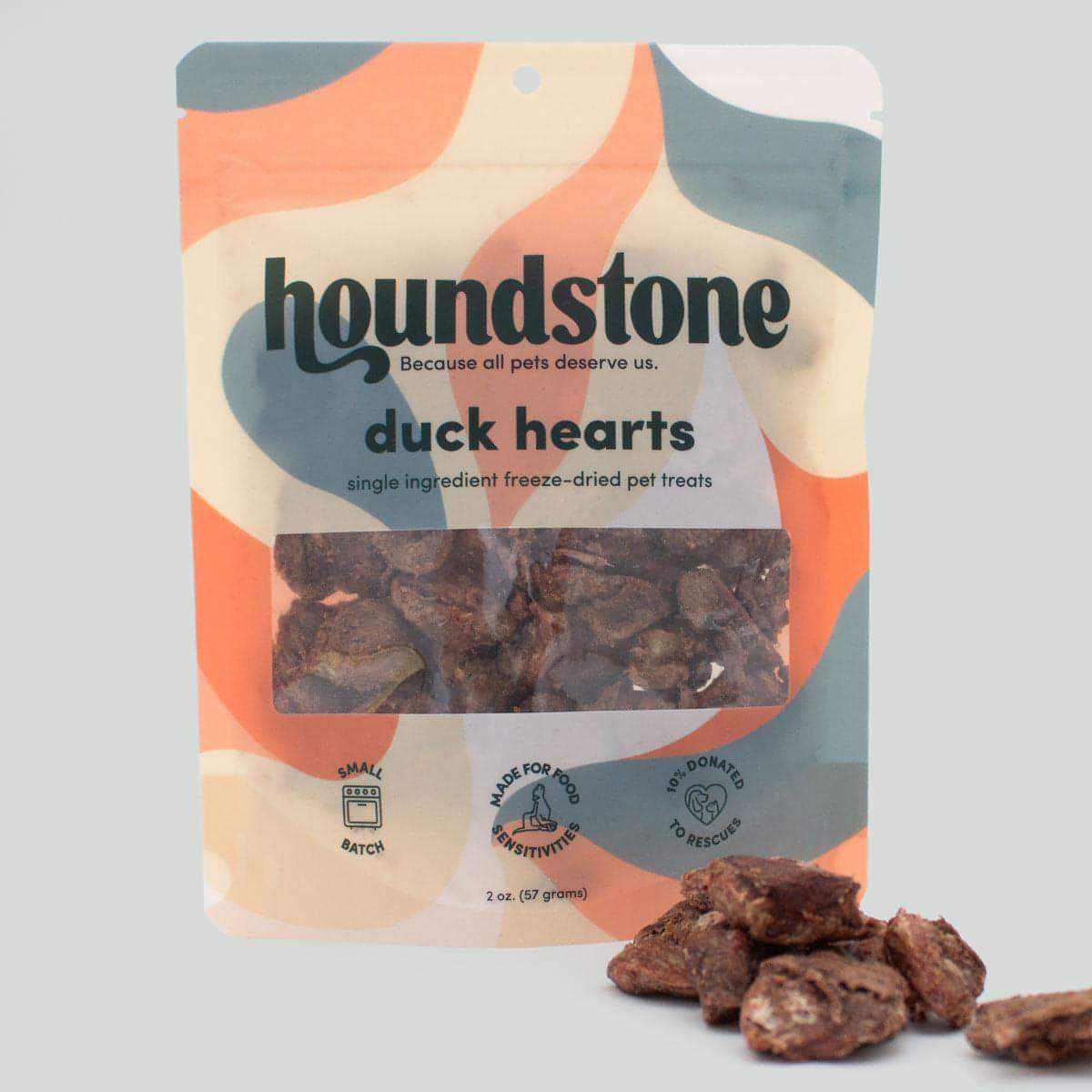 Duck Heart Freeze-Dried Dog Treats 2 oz Bag - All-Natural & Ethically Sourced, Made in USA