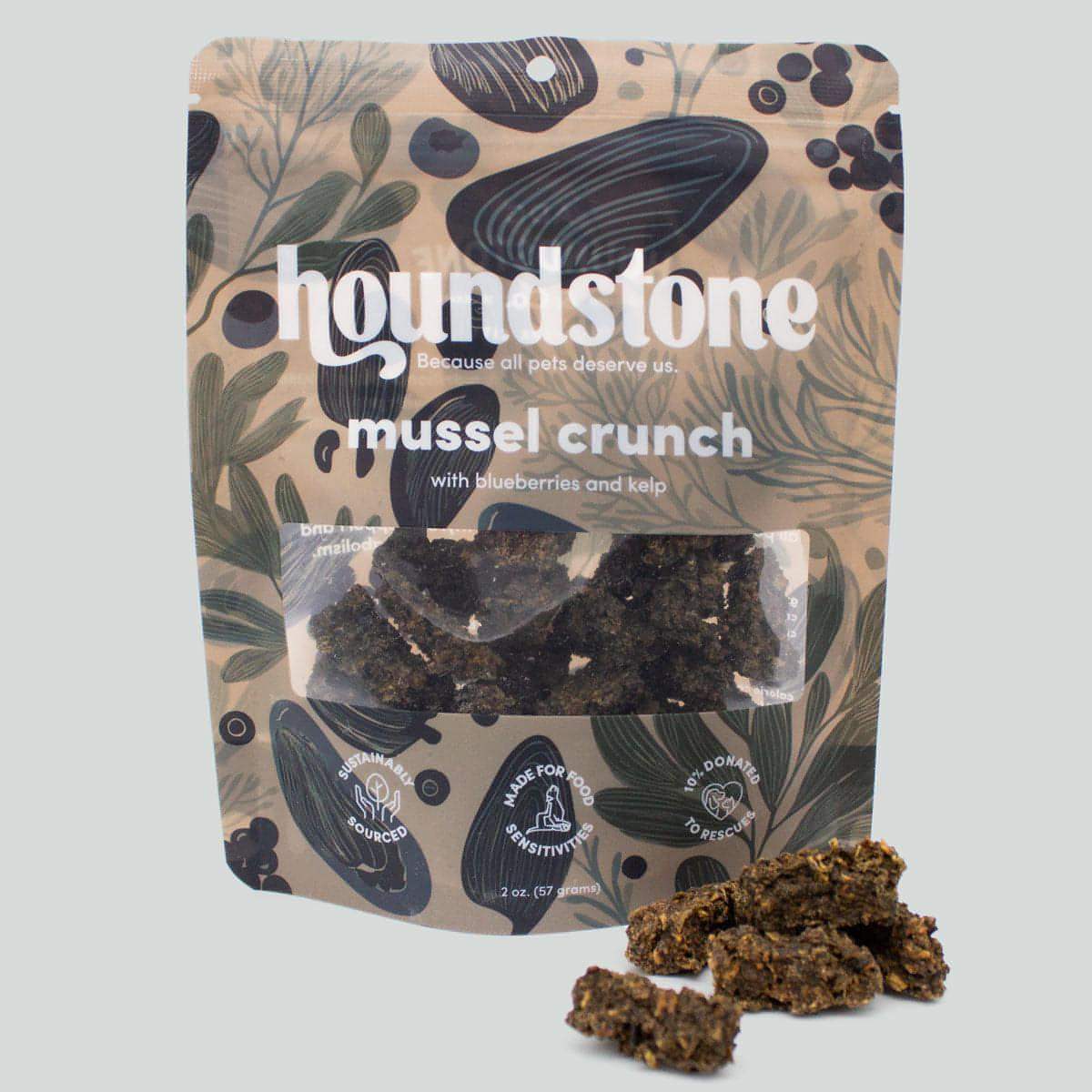 Houndstone dehydrated dog treats mussel crunch