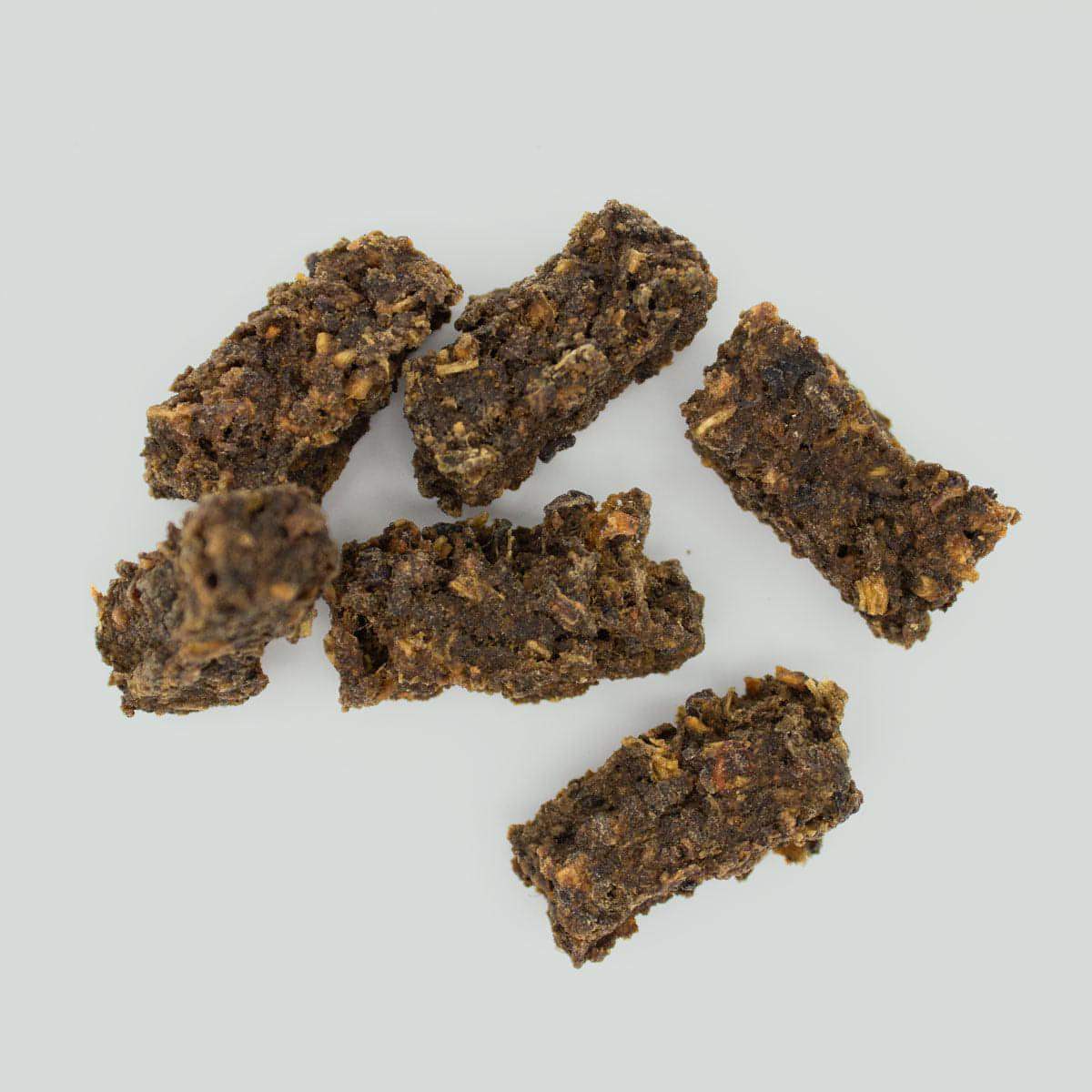 houndstone 3 ingredient dog treats  pieces of mussel crunch on white background