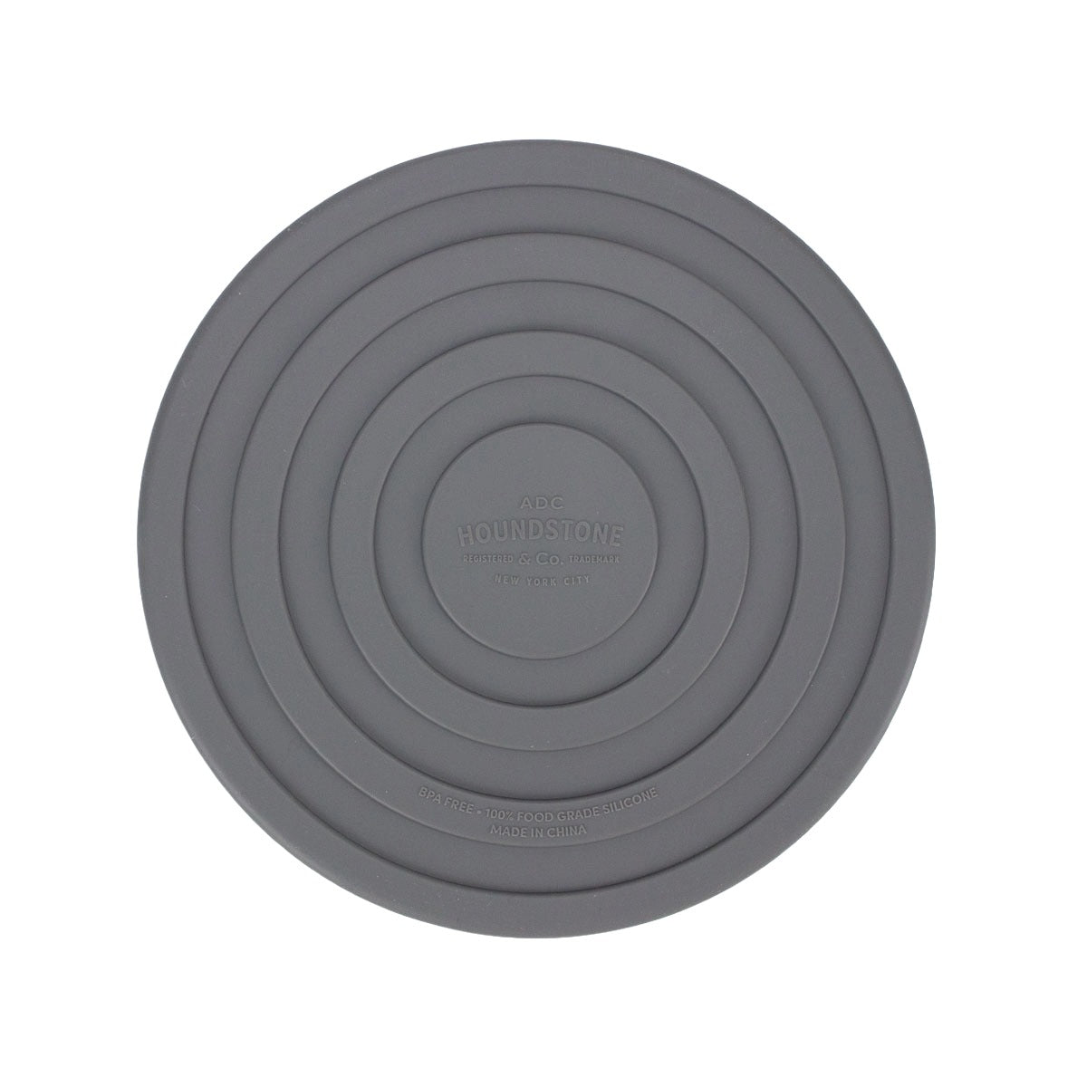houndstone pony silicone dog food bowl in charcoal bottom view with non-slip rings