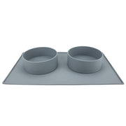 houndstone silicone dog bowl mat slate grey with two silicone dog bowls