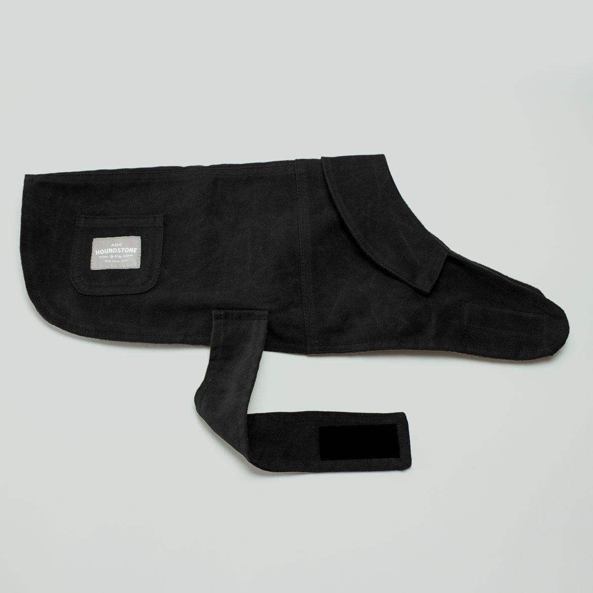 Black Waxed Canvas Dog Jacket - Fleece Lined, Black