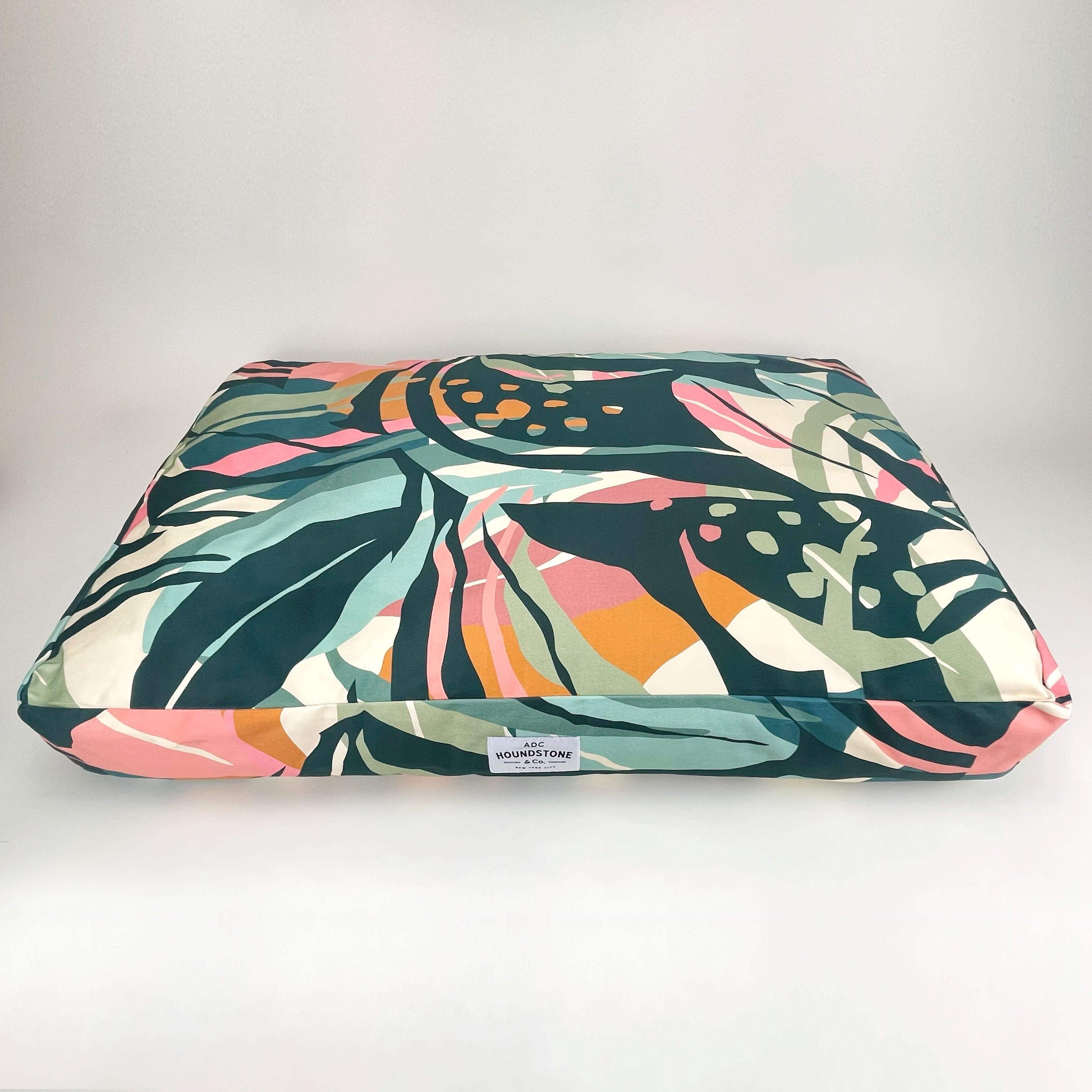 Houndstone Dog Bed, Waterproof Liner, Made in USA - Abstract Tropics