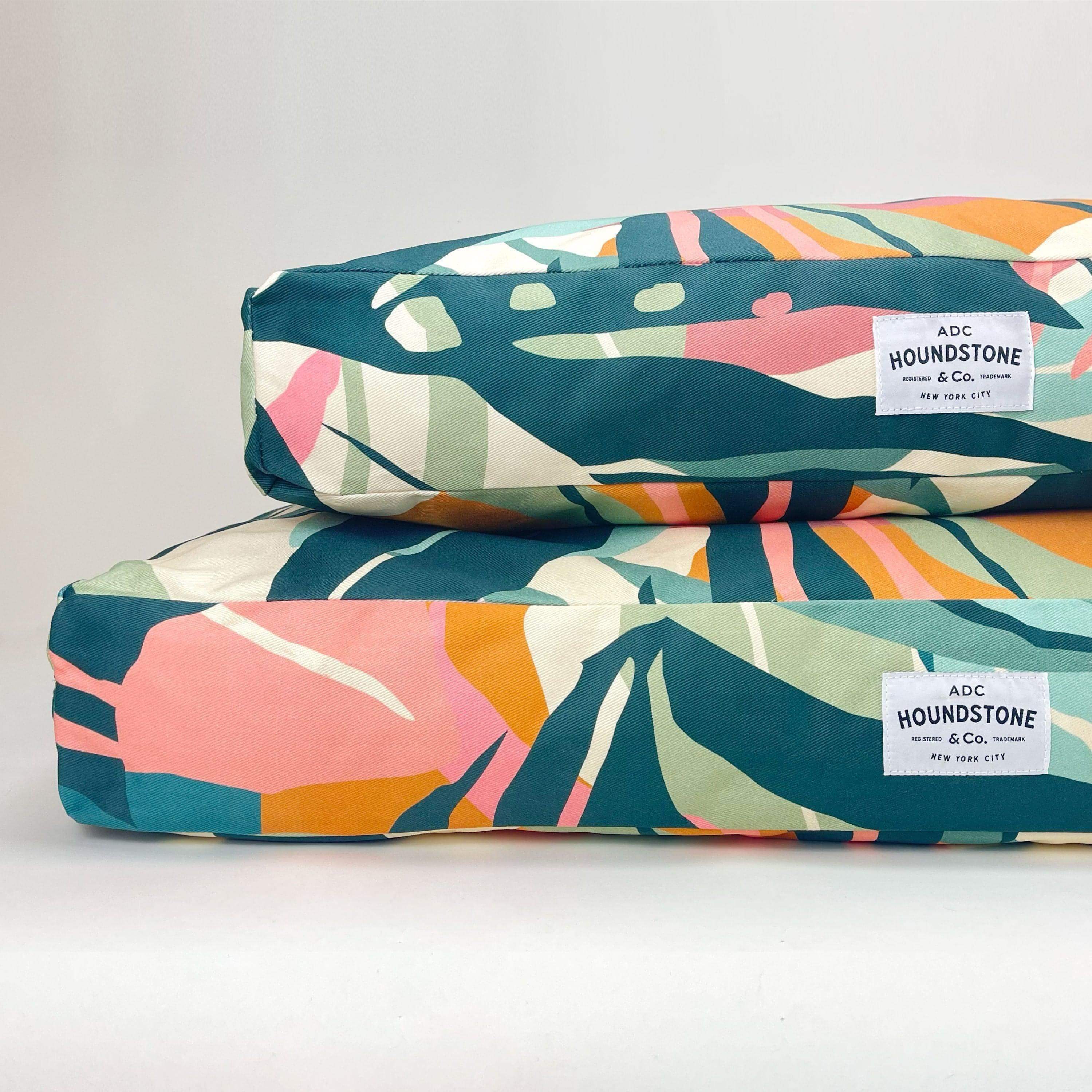 Houndstone Dog Bed, Waterproof Liner, Made in USA - Abstract Tropics
